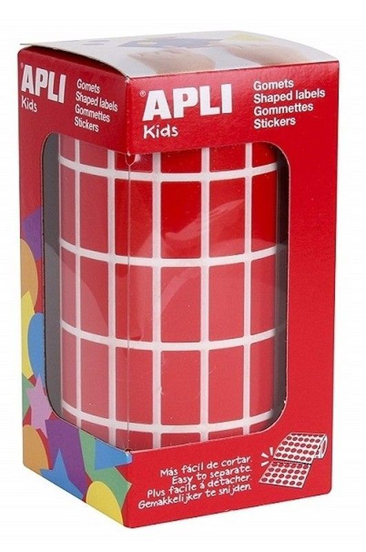 Gomets rollo rectangulares 20 x 10 mm rojo