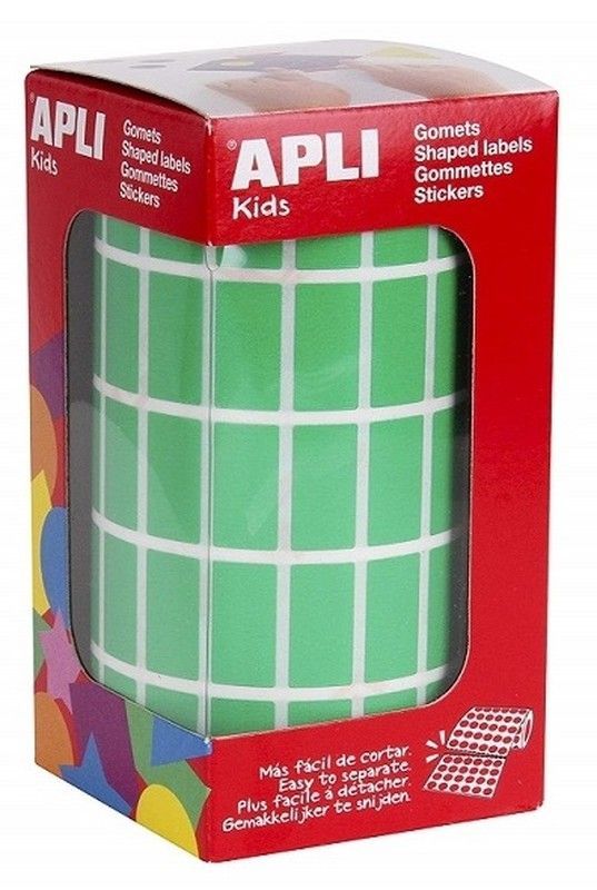 Gomets rollo rectangulares 20 x 10 mm verde