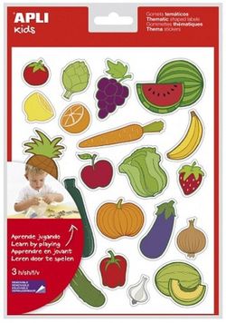 Gomets temáticos Frutas y verduras 3 hojas