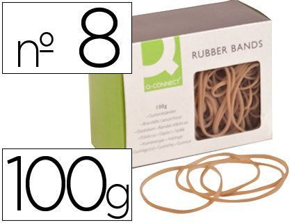 Gomillas Elasticas Q-Connect 100 Gr Numero 8 80 X 2 Mm