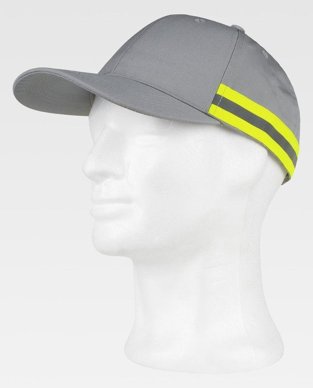 Gorra 80% Poliéster 20% Algodón Gris Claro / Amarillo