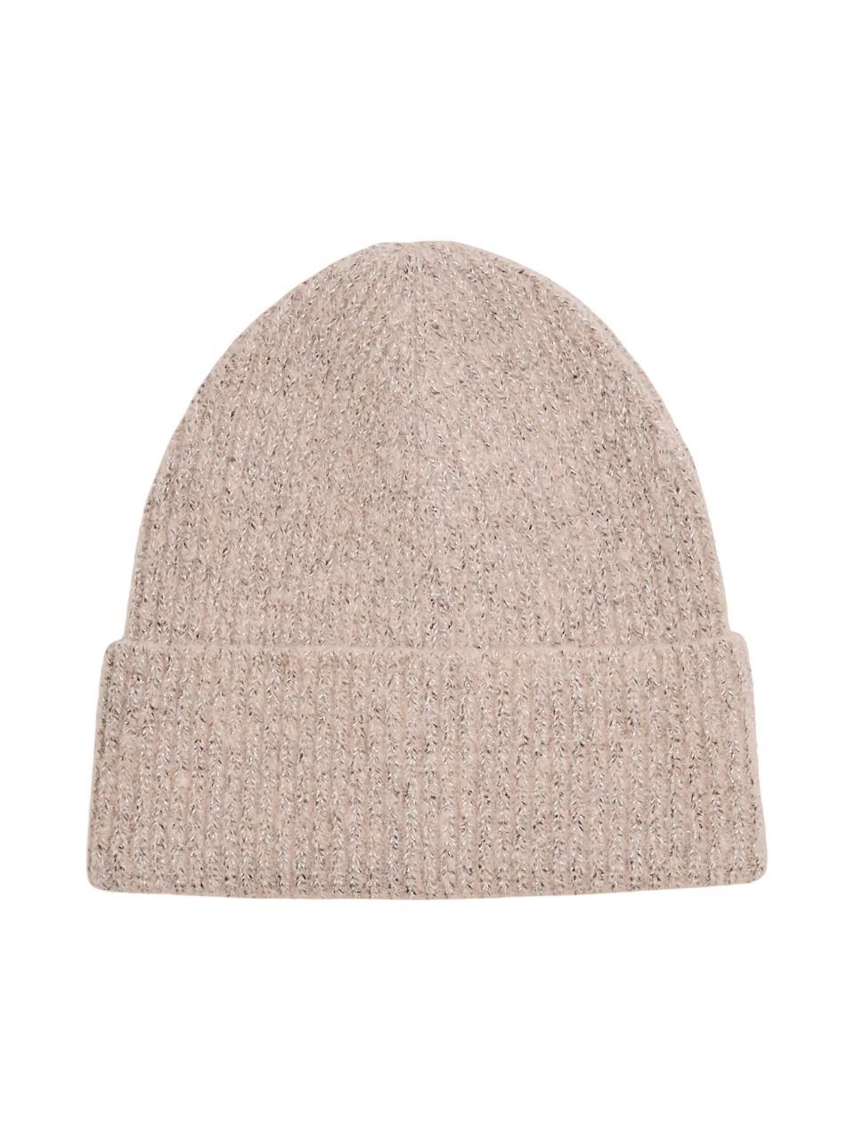 Gorro canalé con detalle lurex Pieces Cameo Pink