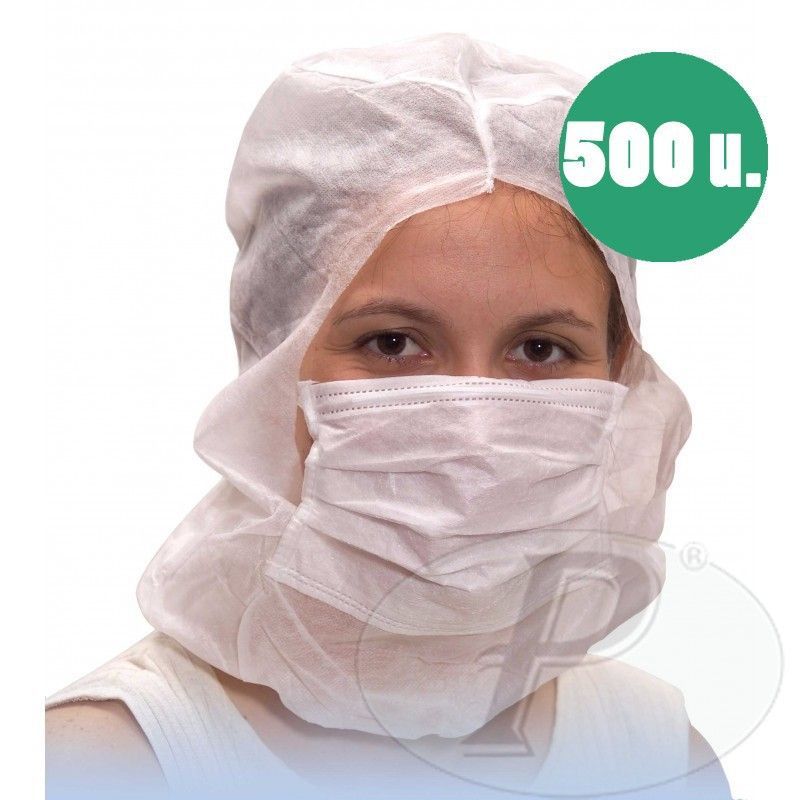Gorro integral desechable con mascarilla en TST de PP (Caja 500 unidades)