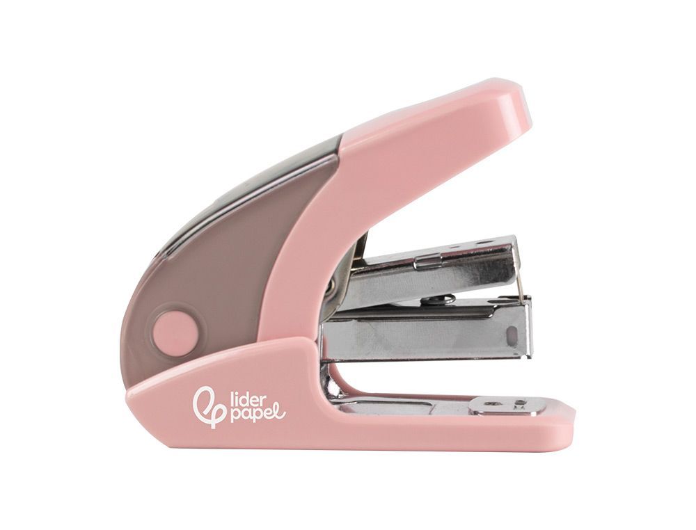 Grapadora liderpapel micro con regalo de caja de 1000 grapas 24/6 26/6 capacidad 20 hojas rosa