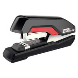 Grapadora rapid supreme s50 plastico capacidad de grapado 50 hojas usa grapas 24/6-8+ y 26/6-8+ color negro/rojo