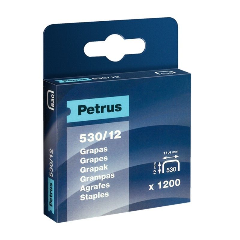 Grapas Petrus mod. 530/12 mm. Caja 1200 unid cobreada