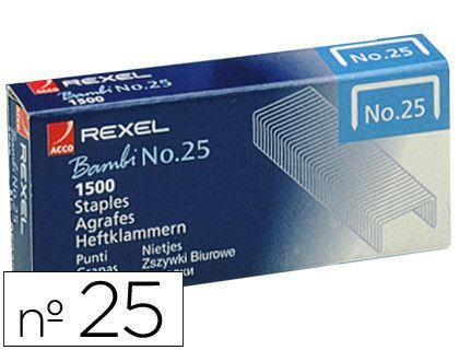 Grapas Rexel N. 25 21/4 -Caja de 1500