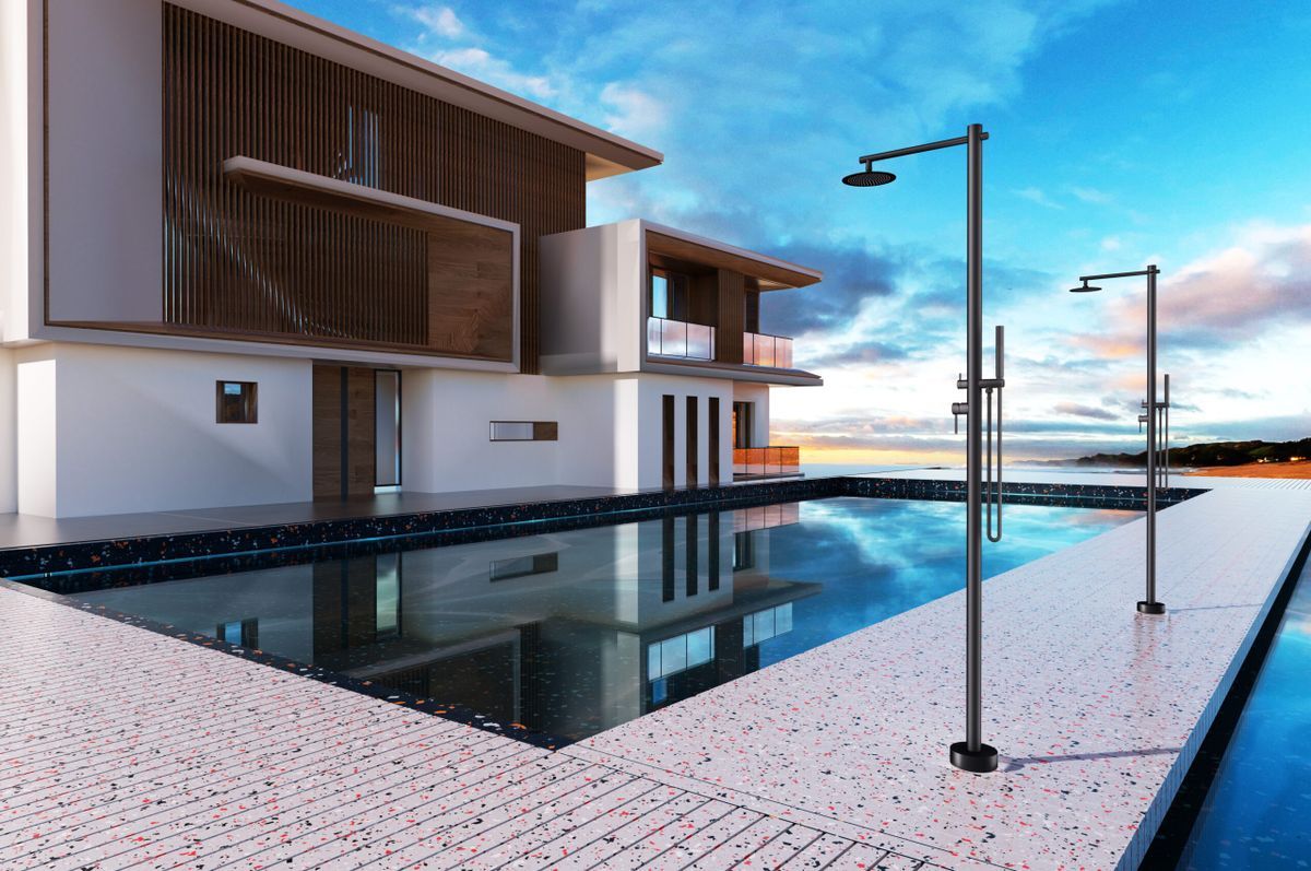 Grifería de piscina Kansas negro mate acero inoxidable S.316 (2 vías)