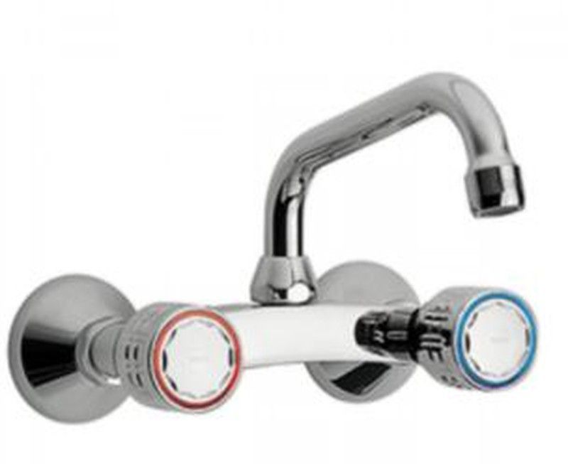 Grifo bimando mural TRES ESE-23 123314 para cocina con caño superior