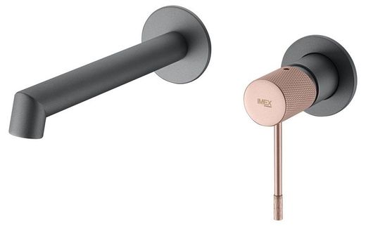 Grifo lavabo empotrado Line Gris mate-champagne GLD038-GC Imex