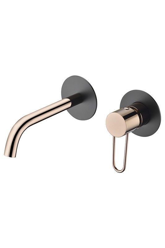 Grifo lavabo empotrado Milos negro oro-rosa GLI019/NOR Imex