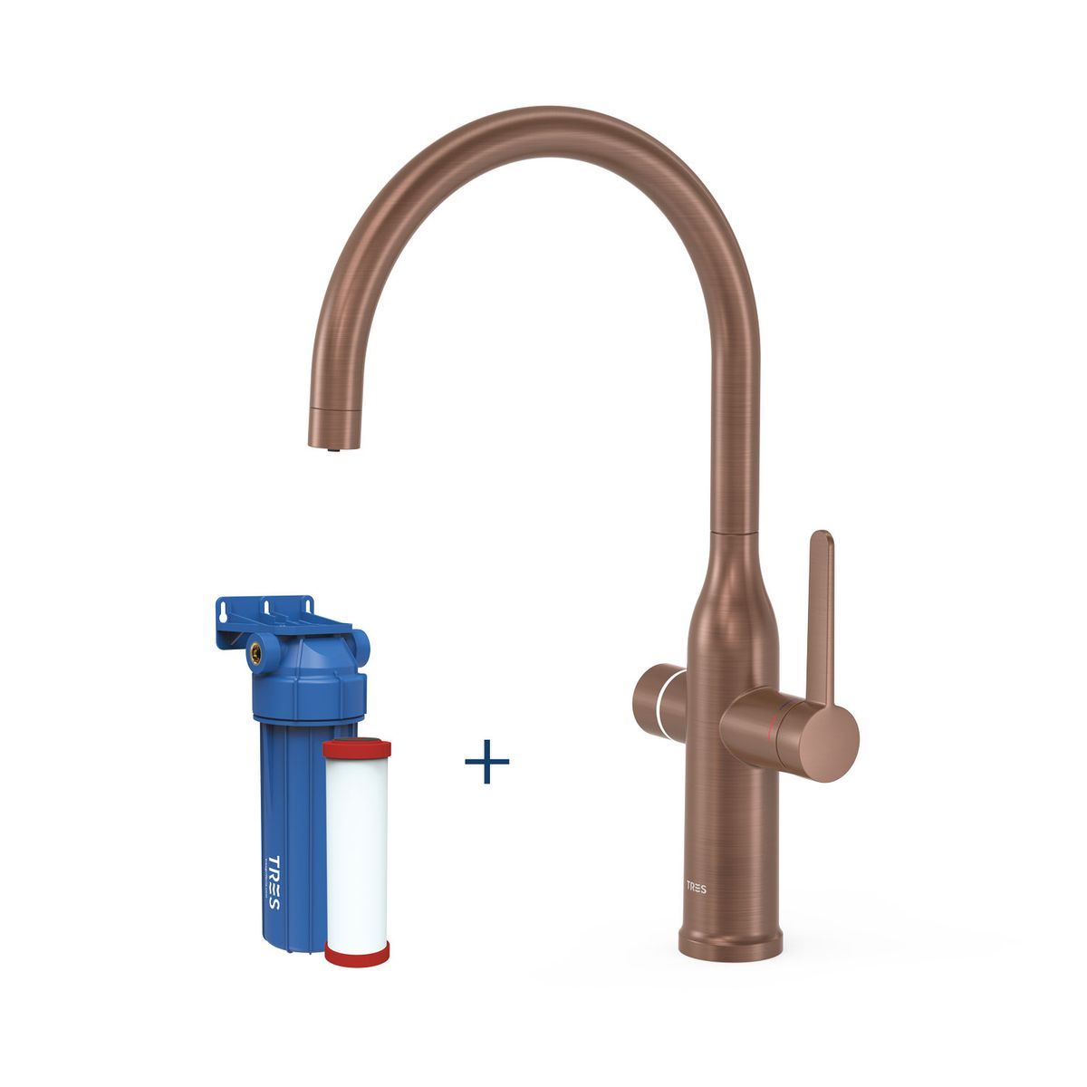 Grifo monomando de 2 vías para cocina, para agua de red y filtrada