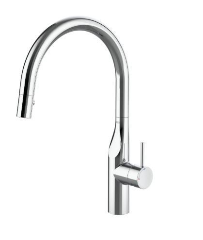 Grifo monomando repisa Roca Glera caño curvo giratorio y ducha extraíble