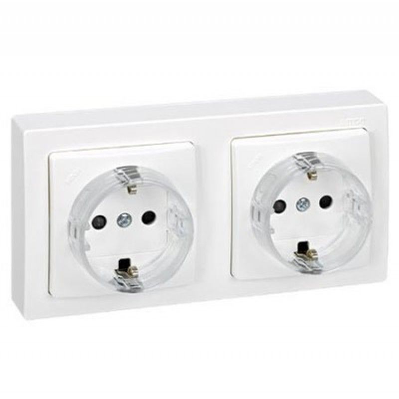 Grupo dos  2P+toma tierra lateral Simon 73 LOFT blanco de SIMON 73433-50