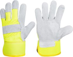 Guante con palma de serraje Dorso Gris / Amarillo PACK 12 und