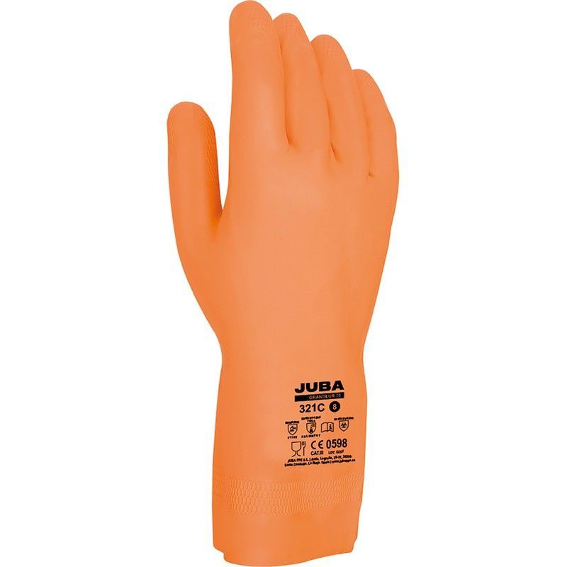 Guante De Trabajo Látex / Neopreno Naranja Talla 8 Juba