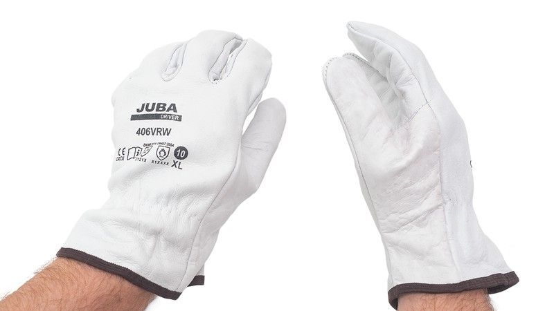 Guante trabajo de piel flor vacuno gris natural talla 10 XL