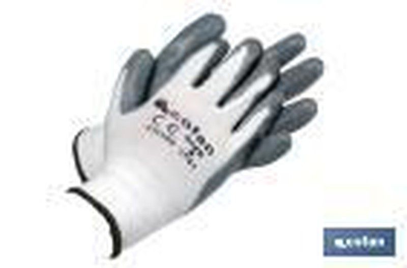 Guantes 100 % de poliéster | Impregnados para mayor seguridad | Flexibles | Protección y confort | Sin costuras Nitrilo Gris. Referencia 11000123