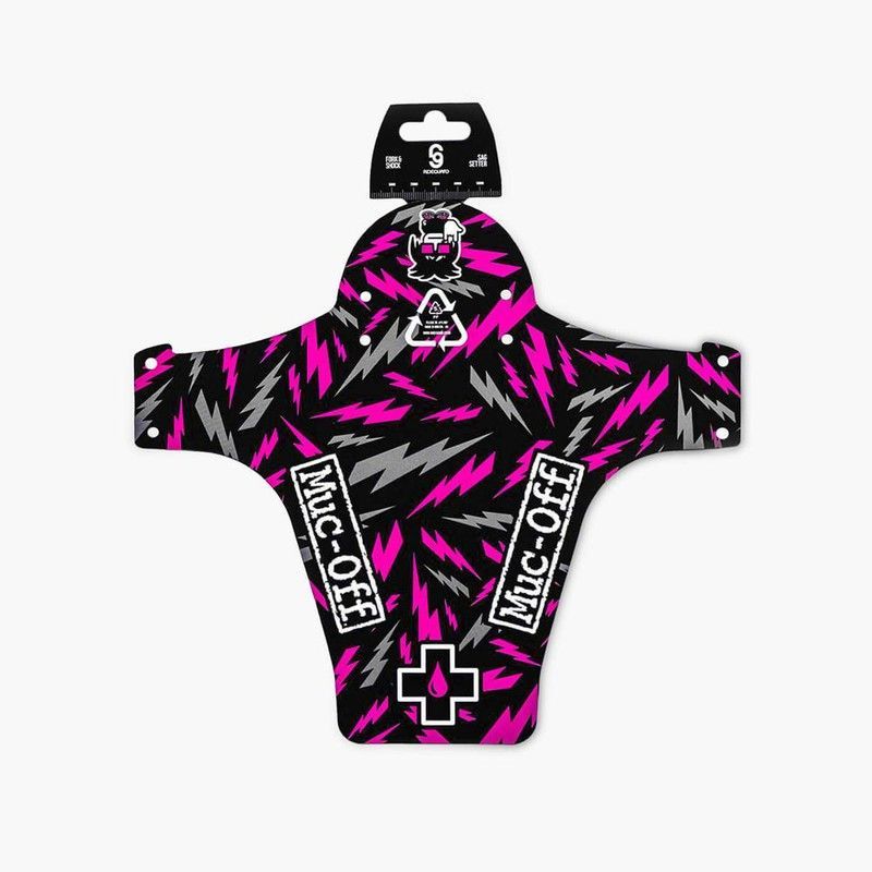 🚵‍♂️ Guardabarros Delantero Muc-Off Bolt – 26-29″ Rosa/Negro/Gris  🌸⚫🌫️ Protección práctica con estilo vibrante