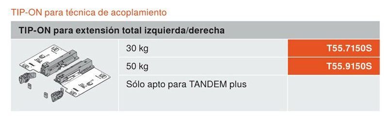 Guía cajón Tandem Tecnomak GC0568HZ50