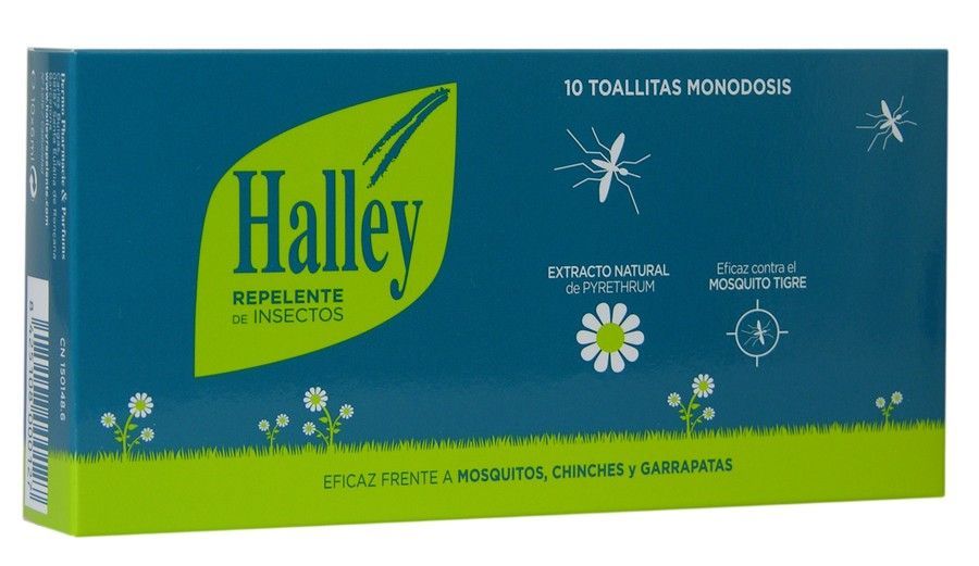 Halley Repelente de Insectos Toallitas Monodosis 10 Unidades