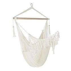 Hamaca con flecos, 100 x 50 x 130 cm, de algodón en beige | Colección Sea Side