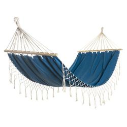 Hamaca con flecos, 200 x 100 x 28 cm, de algodón en azul | Colección Sea Side