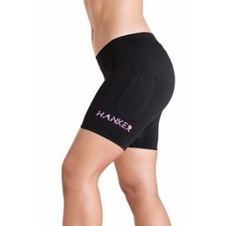 HANKER Malla Corta AKASHA Negra Logo Rosa