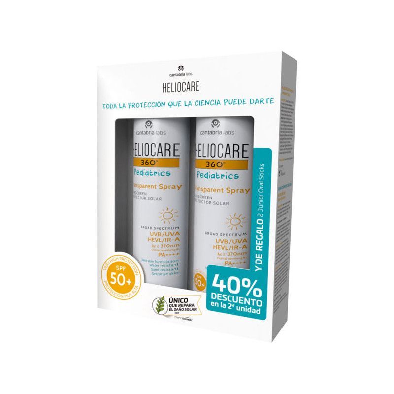 HELIOCARE 360º duplo Pediatrics Transparent Spray SPF 50+ 200 ml + 200 ml