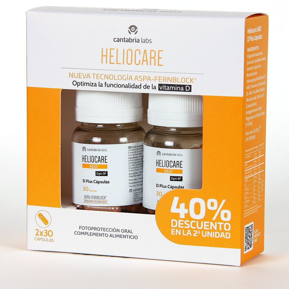 Heliocare DUPLO 360º D Plus 2 x 30 Cápsulas