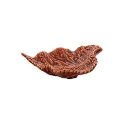 Hoja de abedul pequeña de loza en ámbar, 17 x 14,5 x 5,5 cm | Gudrun