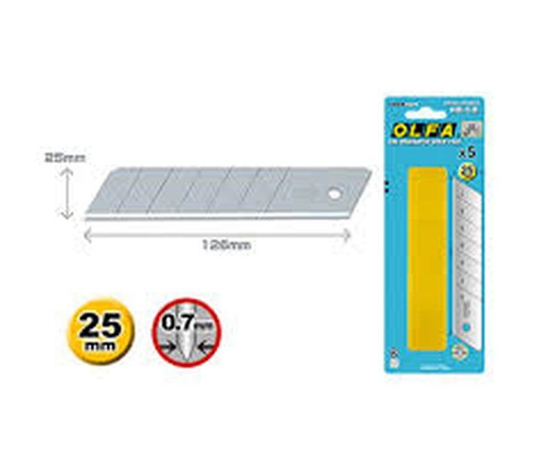 Hoja de corte plateada HB de 25 mm. Olfa Hb-5b - Cuchilla-126x25mm.