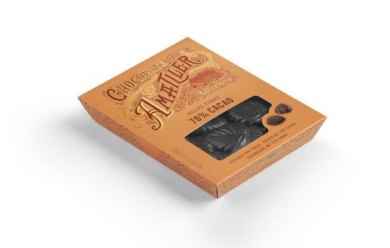 Hojas chocolate negro 70% amatller 60 grs