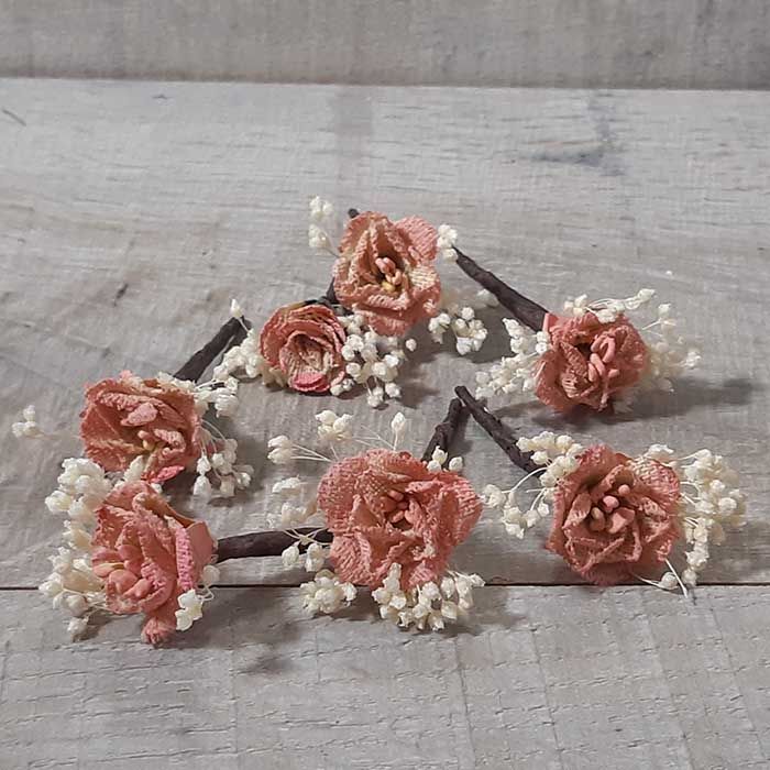Horquillas Rosa Nude Flor de Yute