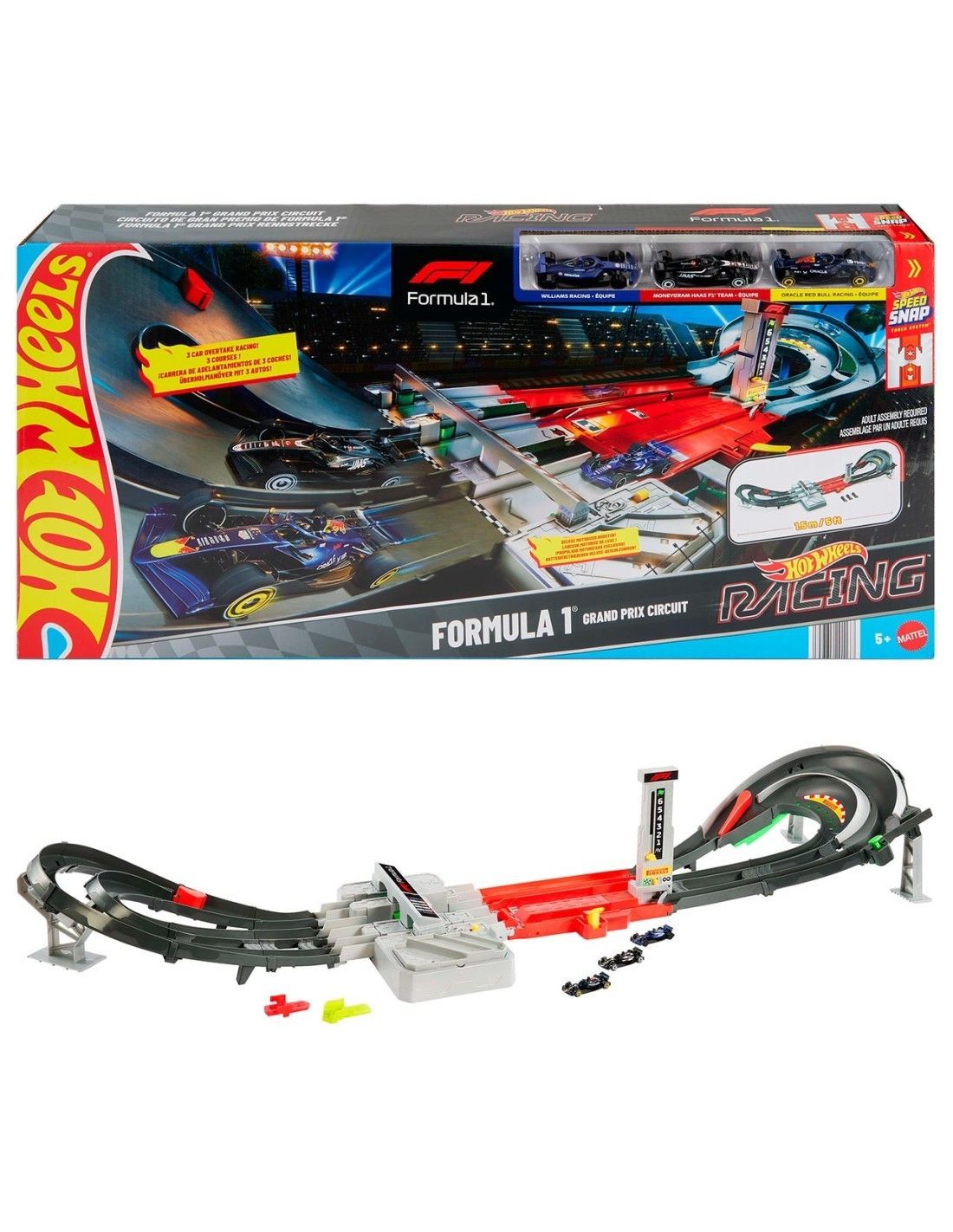 HOT WHEEL RACING F1 MOTORIZADA+3 COCHES