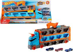 Hot Wheels - Camión de Transporte Convertible en Pista