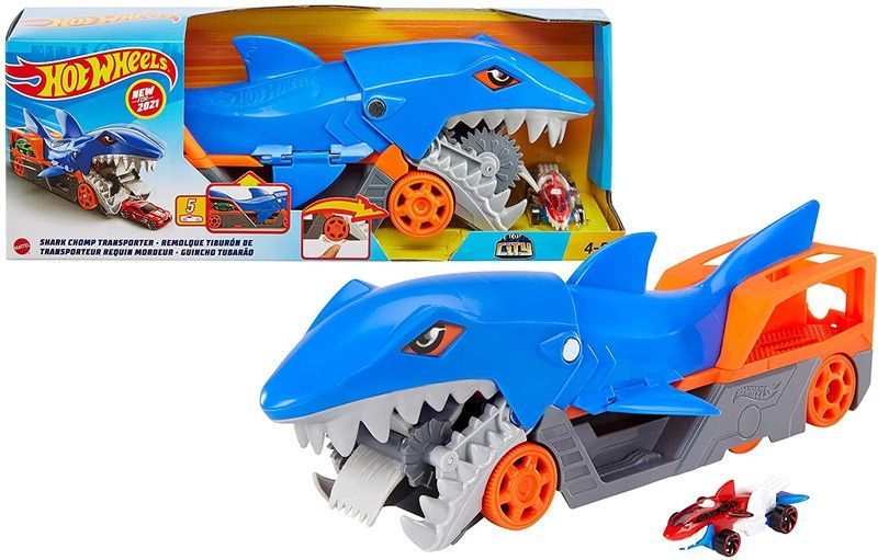 Hot Wheels Shark Transporter – Camión Tiburón Devora Coches