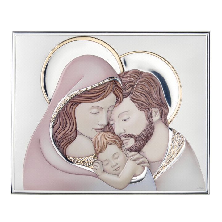 Icono Religioso Latón Bilaminado 32x26cm 81394/5LSM Sagrada Familia a Color