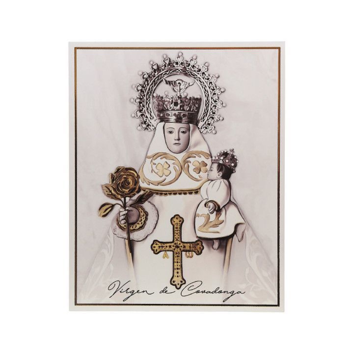 Icono Religioso Latón Bilaminado 9x13cm 81606/3L Virgen de Covadonga