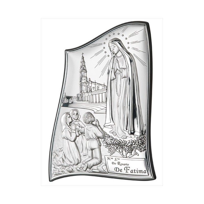 Icono Religioso Virgen Fátima Con Pastores Plateado 81002/0L 3,5x5,5cm