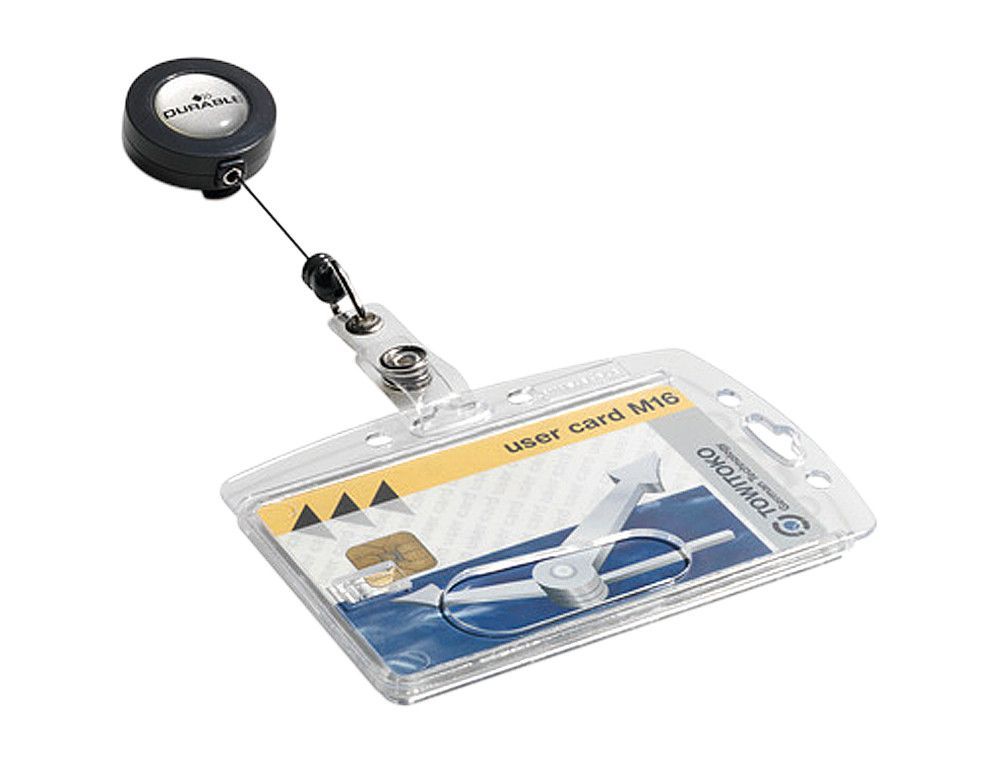 Identificador con cordon extensible durable uso vertical/horizontal de 54x85 mm