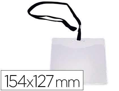 Identificador q-connect con cordon plano negro a6 154x127 mm apertura superior