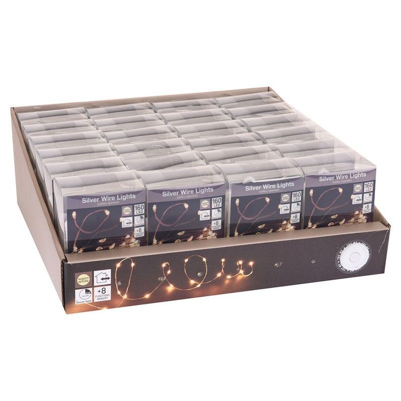 Iluminación 160 luces. Blanco cálido. Funciona a pilas.