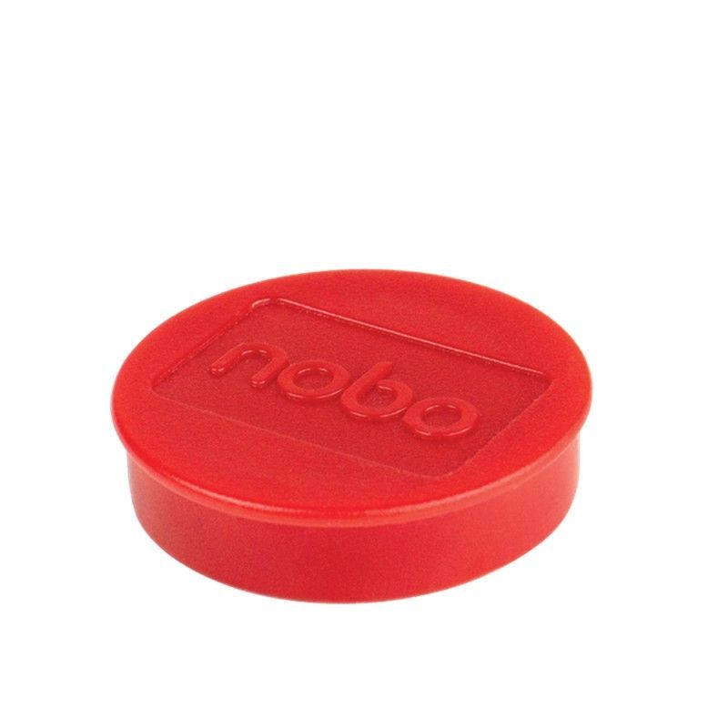 Imanes NOBO para pizarra,  38mm, 1.5kg de resistencia, 10 unidades, rojo