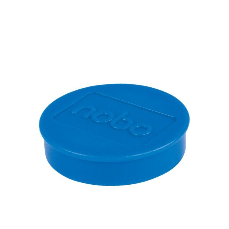 Imanes NOBO para pizarra,  38mm, 2.5kg de resistencia, 10 unidades, azul