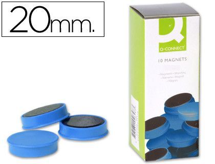 Imanes para Sujecion Q-Connect Ideal para Pizarras Magneticas 20 mm Azul -Caja de 10 Imanes