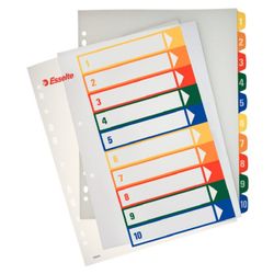 Índice de proyectos Imprimible Esselte. DIN A4. Pestañas PP 1-10, multicolor