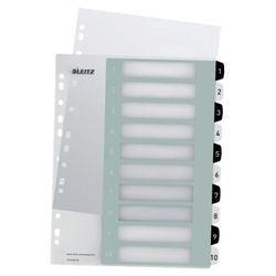 Índice de proyectos Imprimible Leitz WOW. DIN A4. Pestañas PP 1-10, blanco/negro