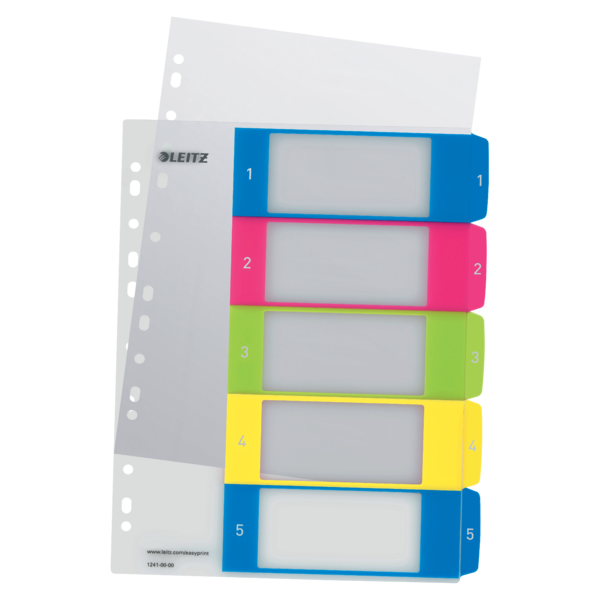 Índice de proyectos Imprimible Leitz WOW. DIN A4. Pestañas PP 1-5