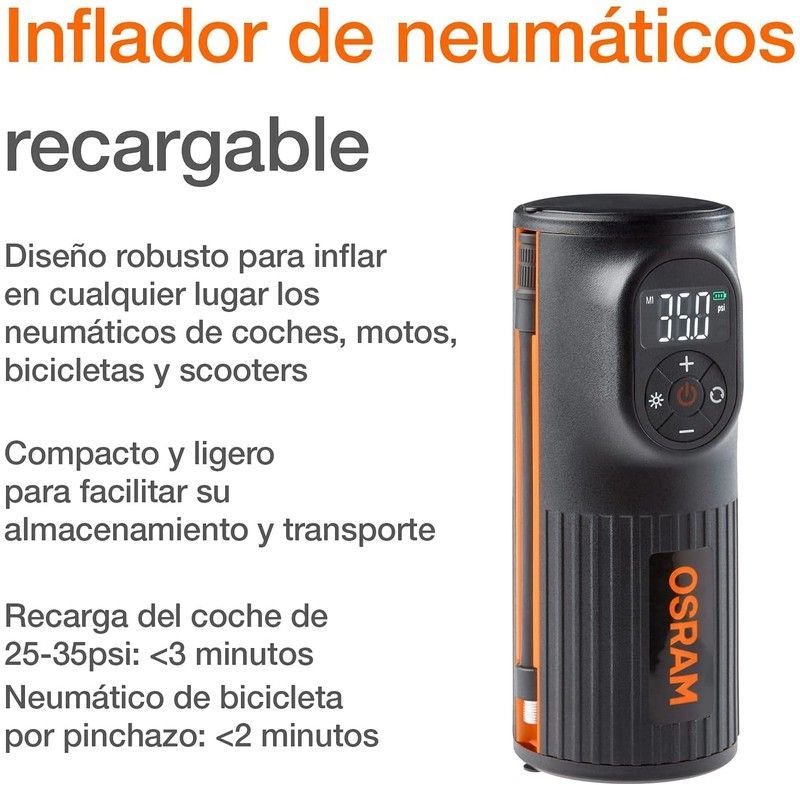 Inflador neumáticos OSRAM compacto recargable OTIR2000